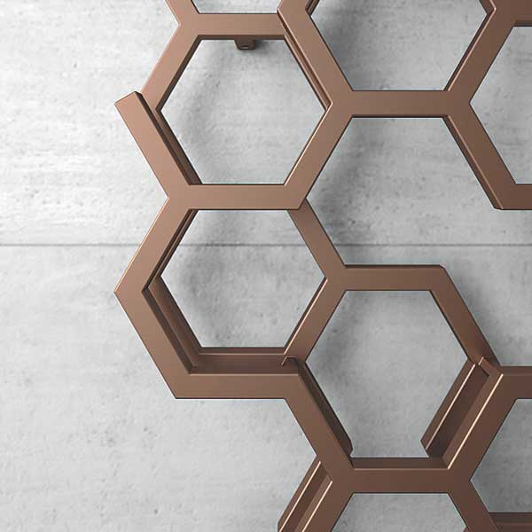 Designer radiator with hexagon styling