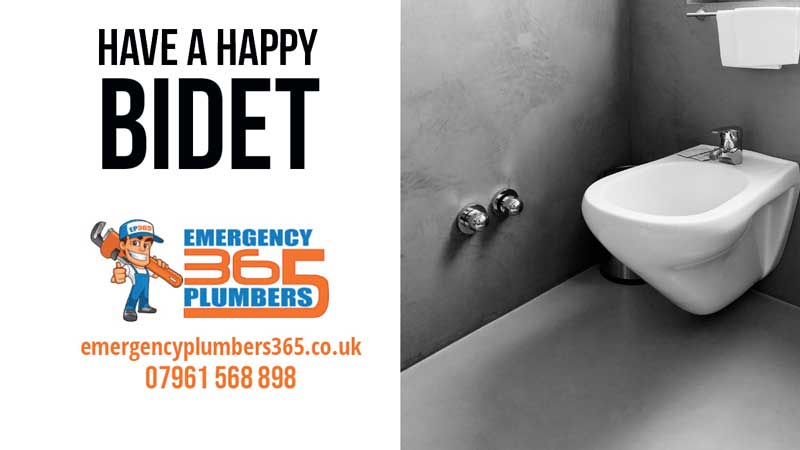 modern bidet fixture attached - with text: Have a happy bidet